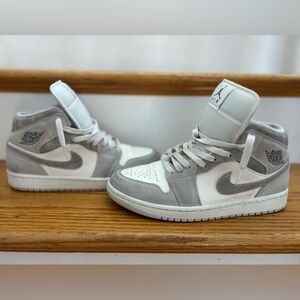 Nike Air Jordan’s High-Top Sneakers in Gray and White